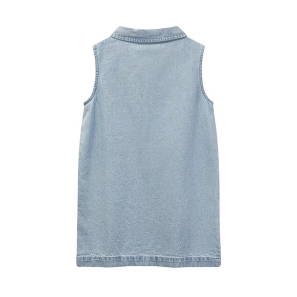 Wynken Co. Girls Chambray Denim Sleeveless Dress, Size 10Y - Picture 2 of 5